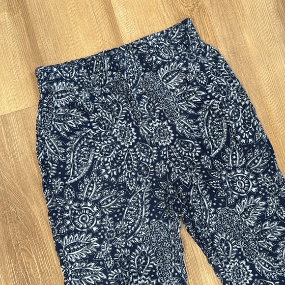 Madewell Tapered Huston Pull-On Crop Ankle Pants Paisley Blue White Floral Small - Picture 4 of 11